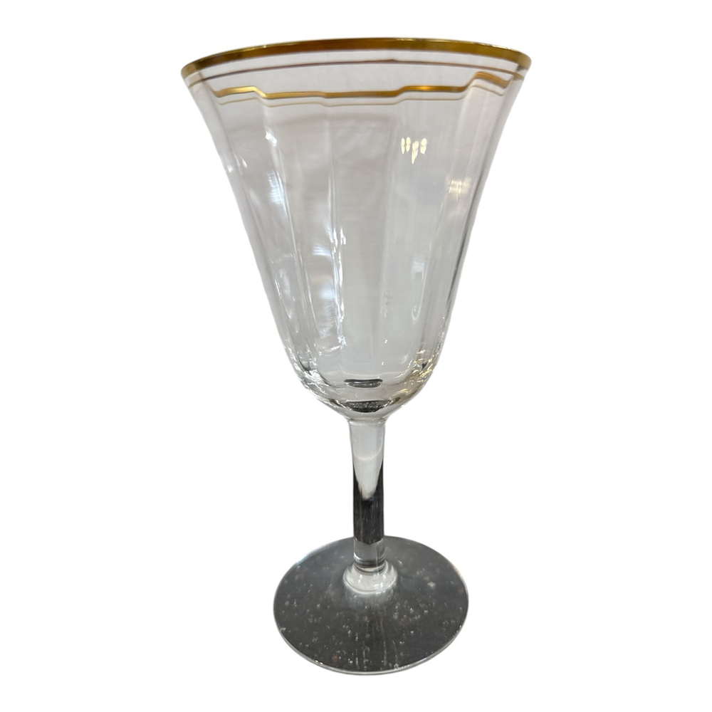 Vintage Crystal Wine Glasses with Gold Rim, Set of 6, 6 oz - Picture 3 of 4